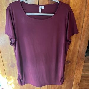 Elle Burgundy Top with ruched sides size XXL
